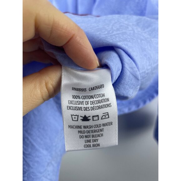 Robert Graham Men's Large Classic Fit Contrast Cuff Button Up Shirt Light Blue - Picture 8 of 8